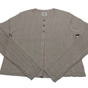 Mini Boden shimmery gold pointelle knit cotton blend cardigan